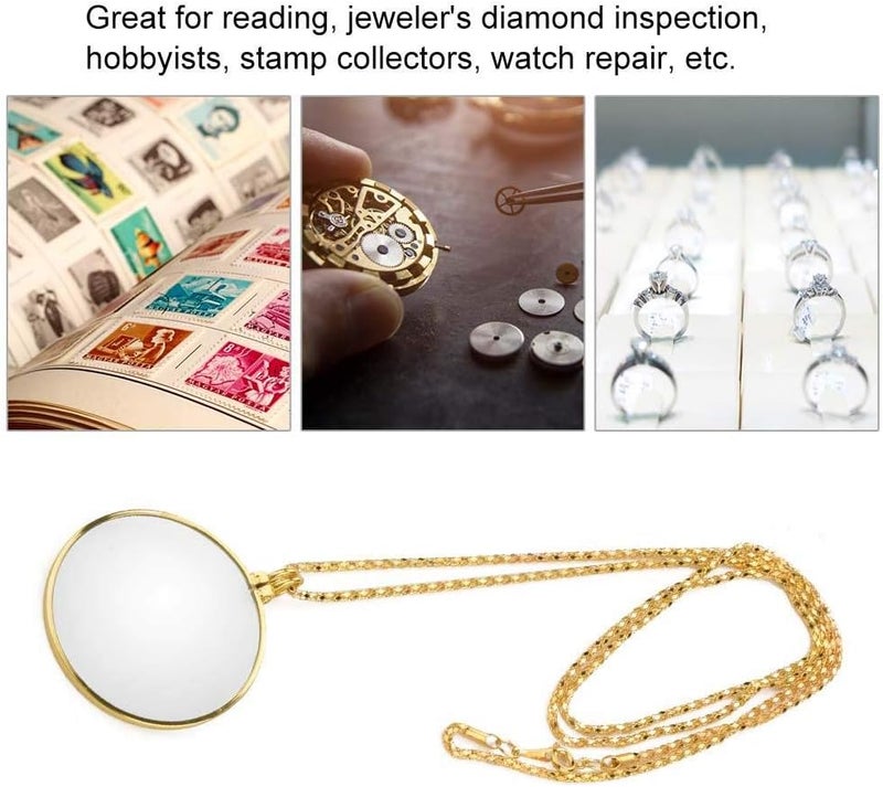 woobles 5X Necklace Magnifier, Magnifying Glass Necklace, Hanging Magnifier Pocket Monocle Lens Necklace Magnifying Glass Loupe Hanging Loupe Utility Monocle Lens for The Seniors Elders Aged Reading - Image 4